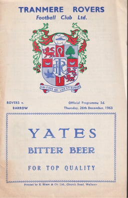 Tranmere Rovers v Barrow Match Programme 1963-12-26